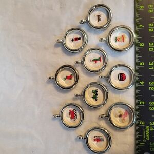 Set of 9 Silver Cross-Stitch Charms
